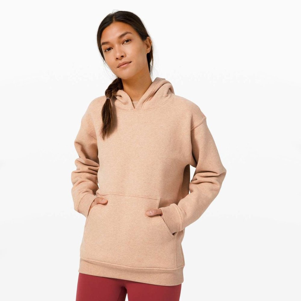 Lululemon All Yours Fleece Hoodie Sweater Heathered Ivory Peach Beige, Medium